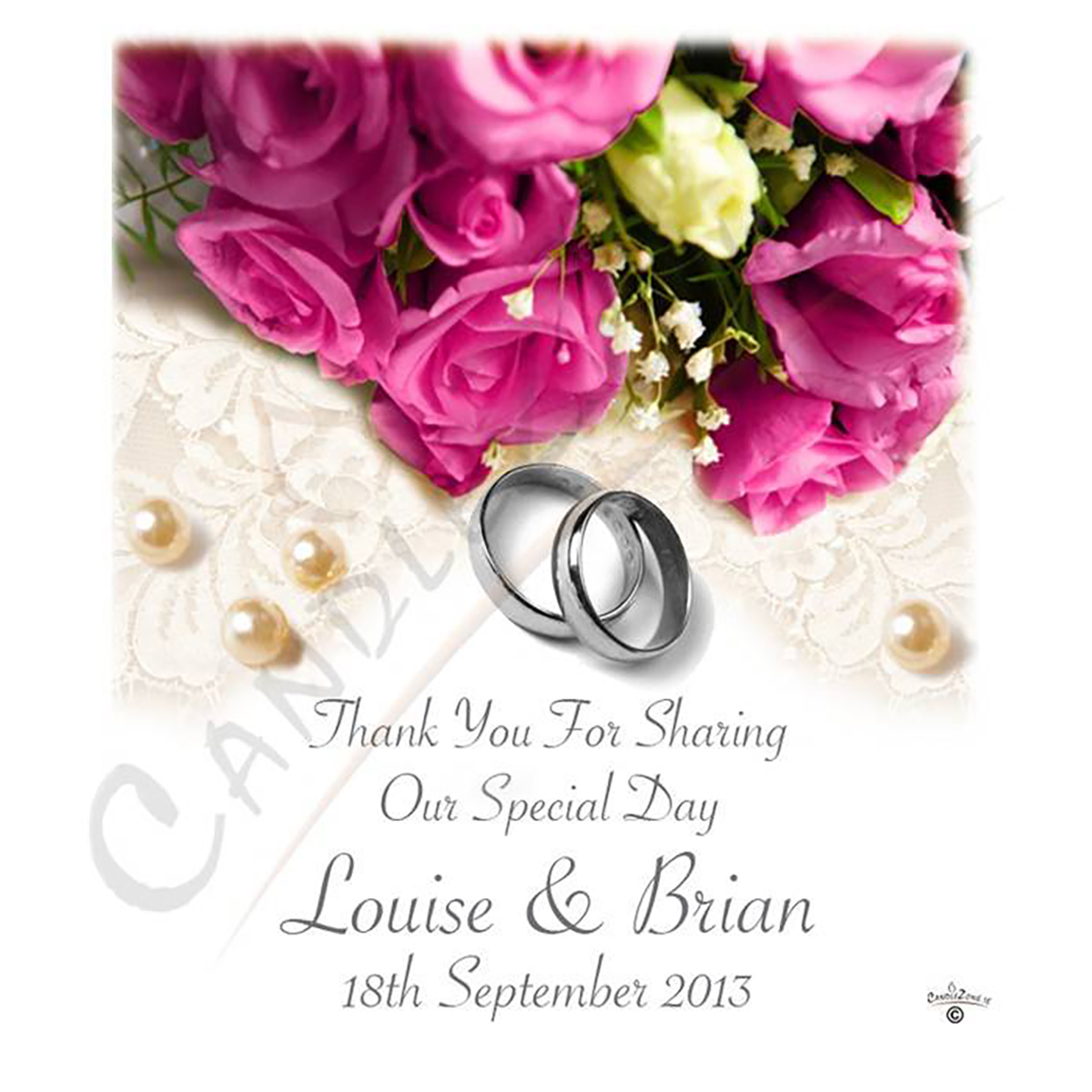 Customised Thank you Wedding Favour - Pearls