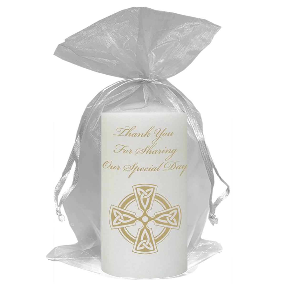 Customised Thank you Wedding Favour - Trinity Cross Gold Script