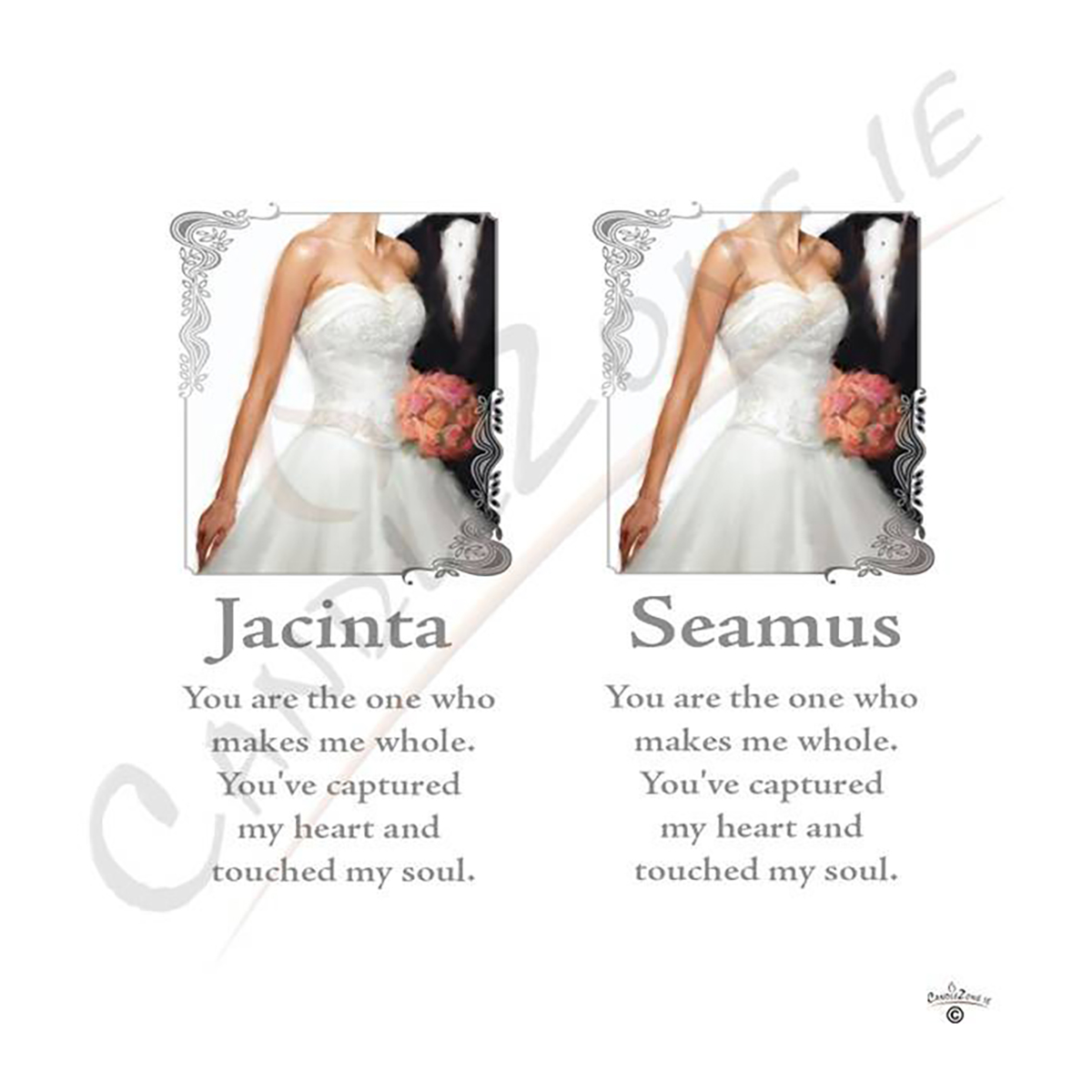 Customised Wedding Candles - Chic Bride & Groom Silver Script