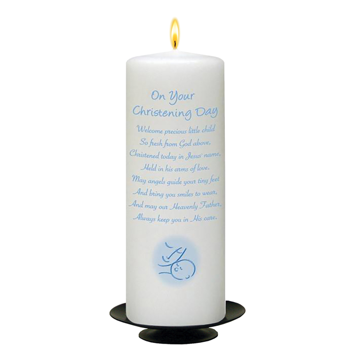Customised Boys Christening Candle - Mother & Child Blue