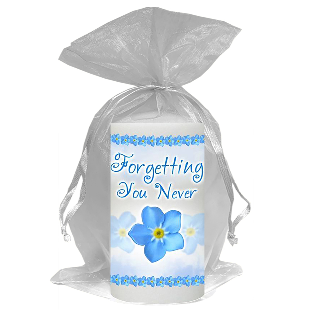 Customised Remembrance Favour Candle - Forget Me Not Blue