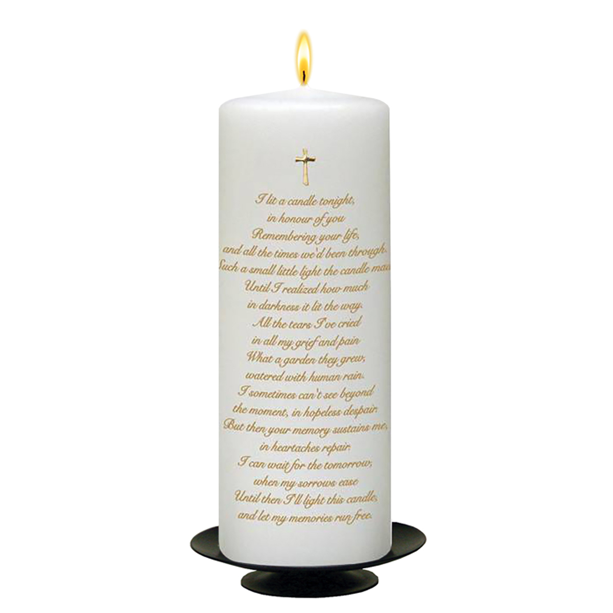 Customised Remembrance Candle - Calla Lillies & Cross Gold