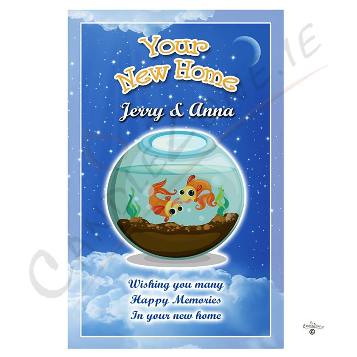 Customised New Home Candle Gift - Goldfish New Home
