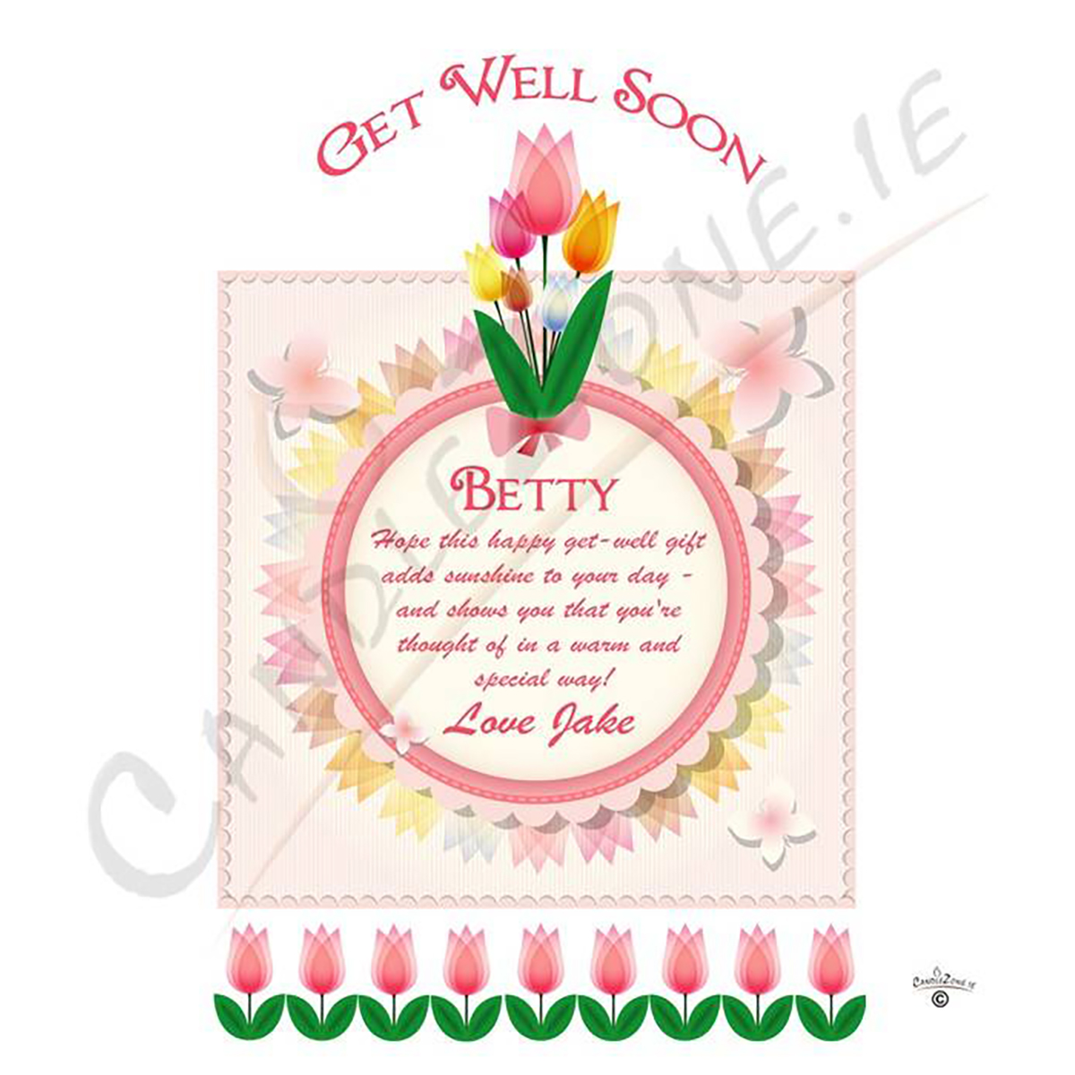 Customised Get Well Soon Candle Gift - Tulips