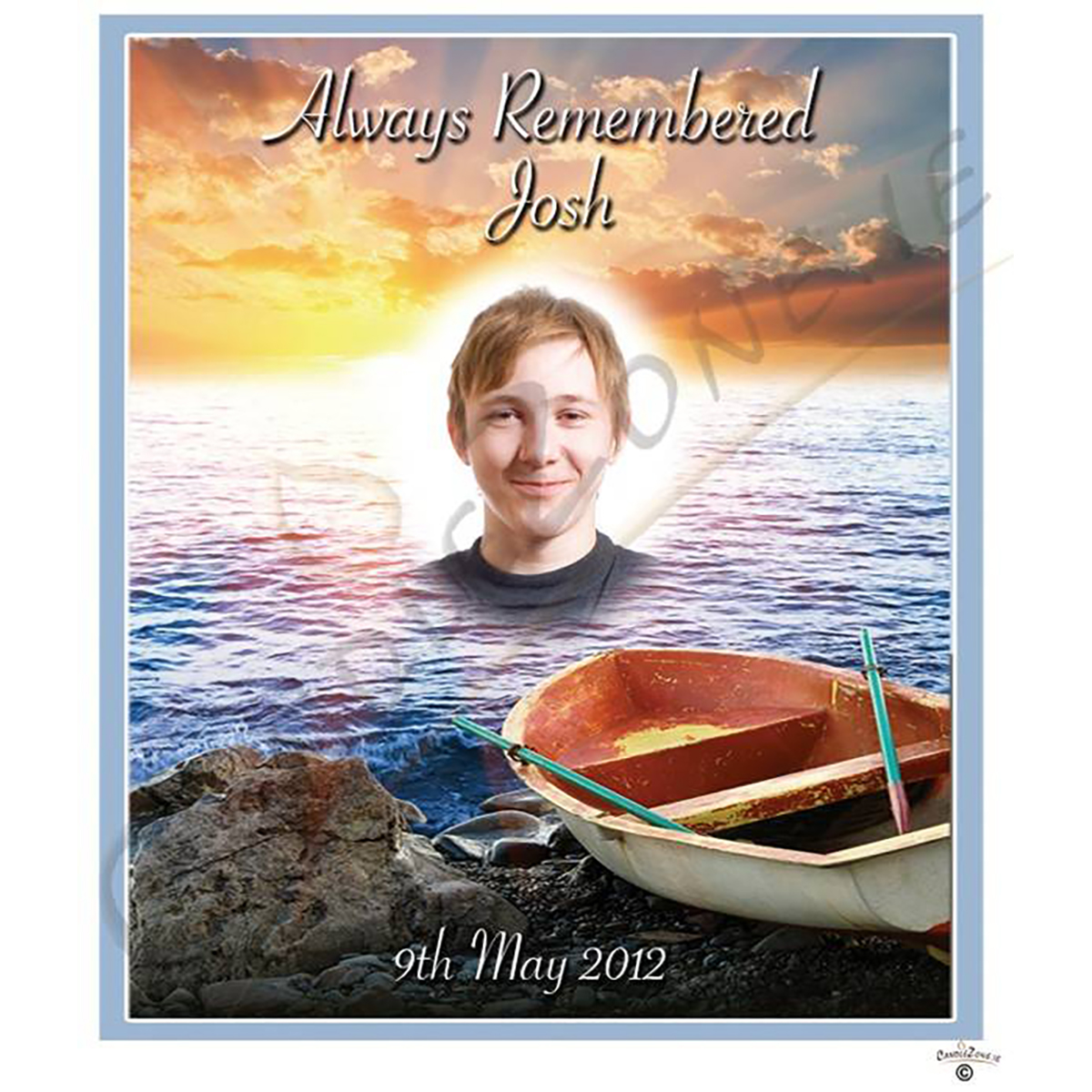 Customised Remembrance Favour Candle - Sea & Boat Boy with Photo