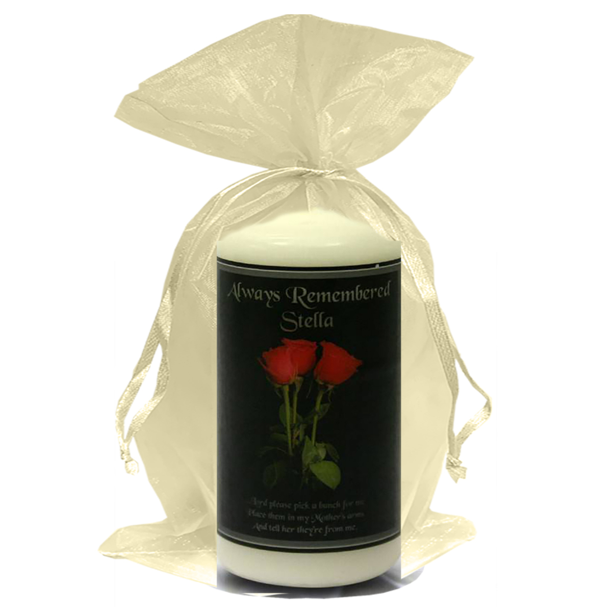 Customised Remembrance Favour Candle - If Roses Grow