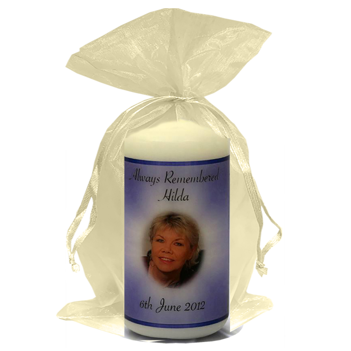 Customised Remembrance Favour Candle - Purple Photo